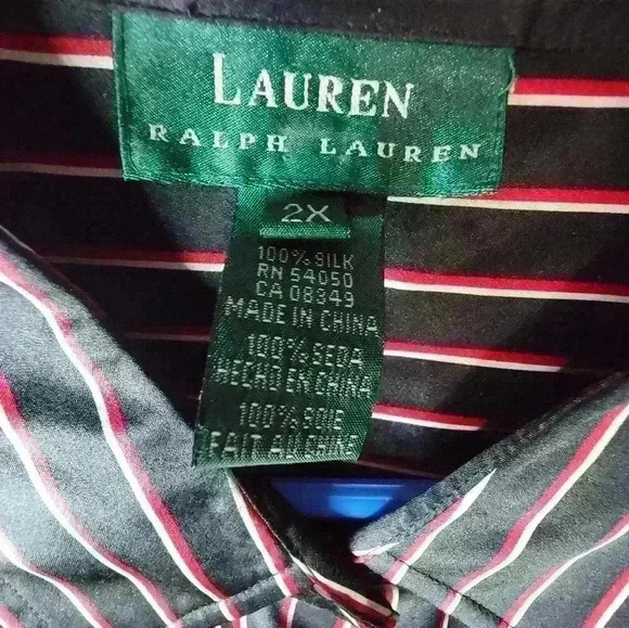 Vintage Lauren Ralph Lauren button-down Silk blouse w/ long sleeves size 2X. - Picture 4 of 5
